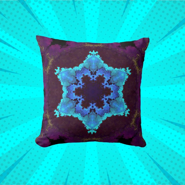 Psychedelic Mandala Blume Blau und Lila Kissen (Von Creator hochgeladen)