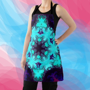Psychedelic Mandala Blume Blau und Lila Schürze