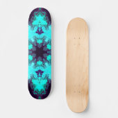Psychedelic Mandala Blume Blau und Lila Skateboard (Vorderseite)
