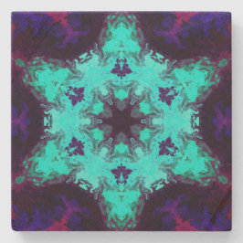 Psychedelic Mandala Blume Blau und Lila Steinuntersetzer