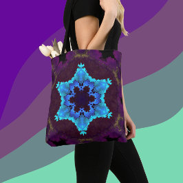 Psychedelic Mandala Blume Blau und Lila Tasche