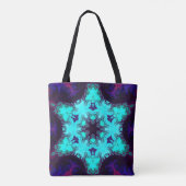 Psychedelic Mandala Blume Blau und Lila Tasche (Rückseite)
