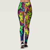 Psychedelic Mandala Blume Grün Blau und Lila Leggings (Rückseite)