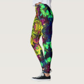 Psychedelic Mandala Blume Grün Blau und Lila Leggings (Links)