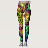 Psychedelic Mandala Blume Grün Blau und Lila Leggings (Vorderseite)