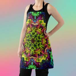 Psychedelic Mandala Blume Grün Blau und Lila Schürze