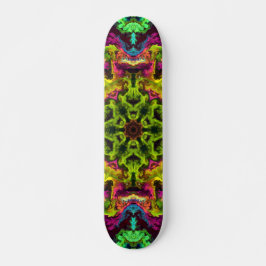 Psychedelic Mandala Blume Grün Blau und Lila Skateboard