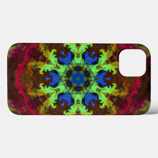 Psychedelic Mandala Blume Grün Blau und Rot Case-Mate iPhone Hülle (Rückseite (Horizontal))