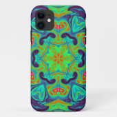 Psychedelic Mandala Blume Grün Blau und Rot Case-Mate iPhone Hülle (Rückseite)