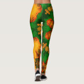 Psychedelic Mandala Blume Grün Orange und Gelb Leggings (Rückseite)