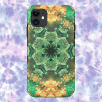 Psychedelic Mandala Blume Grün und Gelb