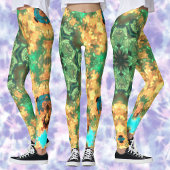 Psychedelic Mandala Blume Grün und Gelb Leggings