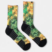 Psychedelic Mandala Blume Grün und Gelb Socken (Rechts)