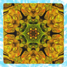 Psychedelic Mandala Blume Grün und Gelb