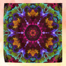 Psychedelic Mandala Blume Lila Orange und Green