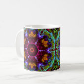 Psychedelic Mandala Blume Lila Orange und Green Kaffeetasse (Vorderseite Links)