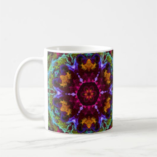 Psychedelic Mandala Blume Lila Orange und Green Kaffeetasse (Links)
