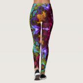 Psychedelic Mandala Blume Lila Orange und Green Leggings (Rückseite)