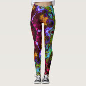 Psychedelic Mandala Blume Lila Orange und Green Leggings (Vorderseite)