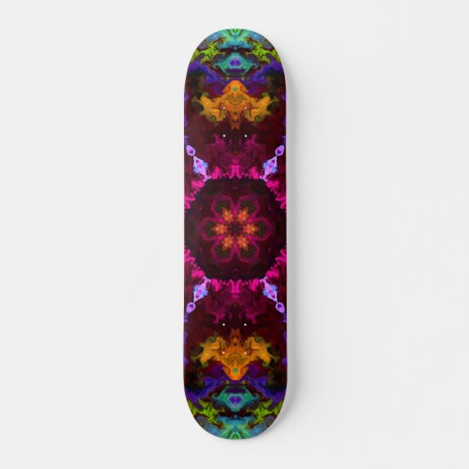 Psychedelic Mandala Blume Lila Orange und Green Skateboard (Vorne)