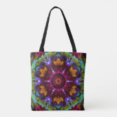 Psychedelic Mandala Blume Lila Orange und Green Tasche (Rückseite)