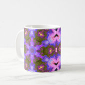 Psychedelic Mandala Blume Lila und blau Kaffeetasse (Vorderseite Links)