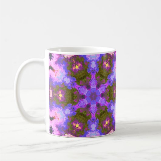 Psychedelic Mandala Blume Lila und blau Kaffeetasse (Links)
