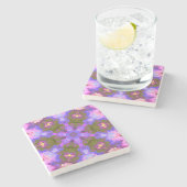 Psychedelic Mandala Blume Lila und blau Steinuntersetzer (Seitenansicht)