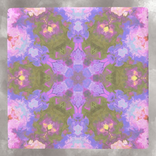 Psychedelic Mandala Blume Lila und blau Steinuntersetzer