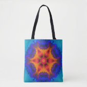 Psychedelic Mandala Blume Orange Red and Blue Tasche (Vorderseite)