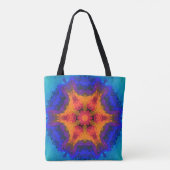 Psychedelic Mandala Blume Orange Red and Blue Tasche (Rückseite)