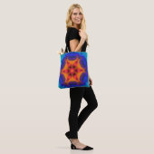 Psychedelic Mandala Blume Orange Red and Blue Tasche (Am Model)