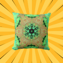 Psychedelic Mandala Blume Orange und Green Kissen