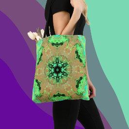 Psychedelic Mandala Blume Orange und Green Tasche