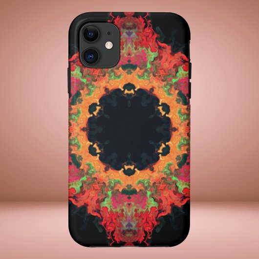 Psychedelic Mandala Blume Rot Orange und Grün Case-Mate iPhone Hülle