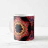Psychedelic Mandala Blume Rot Orange und Grün Kaffeetasse (Vorderseite Links)