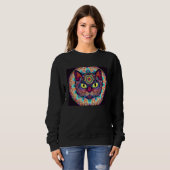 Psychedelic Mandala Cat Sweatshirt (Vorne ganz)