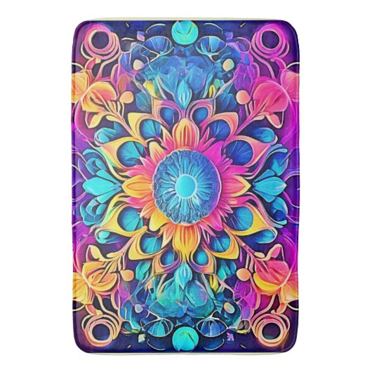 Psychedelic Mandala Design Badematte (Vorderseite Vertikal)