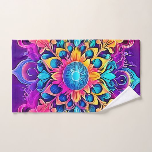 Psychedelic Mandala Design Badhandtuch Set (Handtuch)