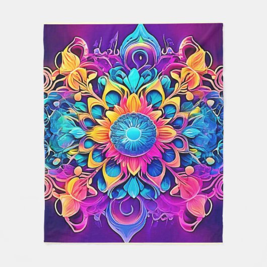 Psychedelic Mandala Design Fleecedecke (Vorderseite)