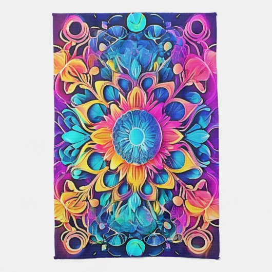 Psychedelic Mandala Design Geschirrtuch (Vertikal)