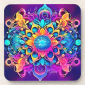 Psychedelic Mandala Design Getränkeuntersetzer (Vorderseite)