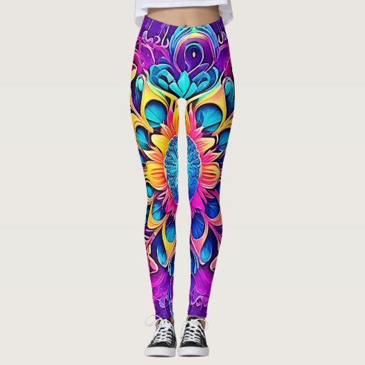 Psychedelic Mandala Design Leggings (Vorderseite)