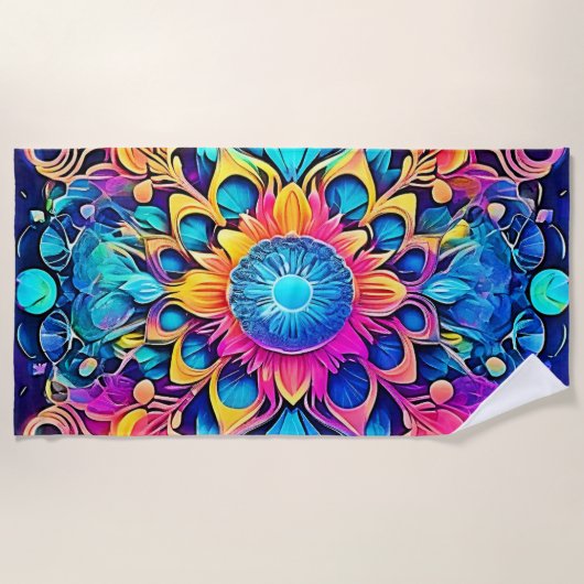 Psychedelic Mandala Design Strandtuch (Vorderseite)