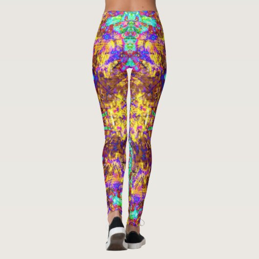 Psychedelic Mandala Trippy Hippie Color Splash Leggings (Rückseite)