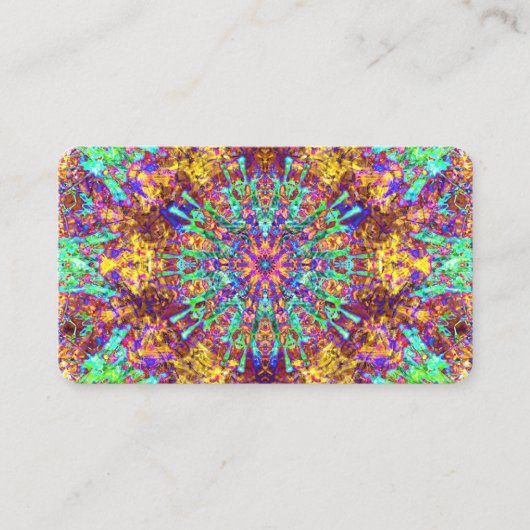 Psychedelic Mandala Trippy Hippie Color Splash Visitenkarte (Vorderseite)