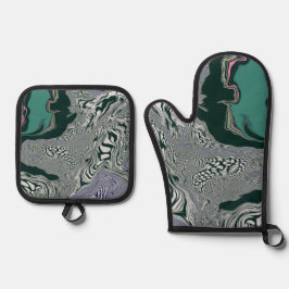 Psychedelic Marble Swirl Ofenhandschuh & Topflappen-Set