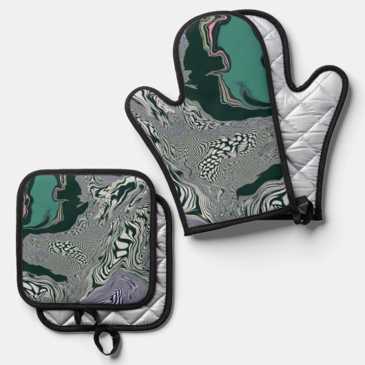 Psychedelic Marble Swirl Ofenhandschuh & Topflappen-Set (Vorderseite/Rückseite)