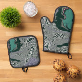 Psychedelic Marble Swirl Ofenhandschuh & Topflappen-Set (Oben Unten)