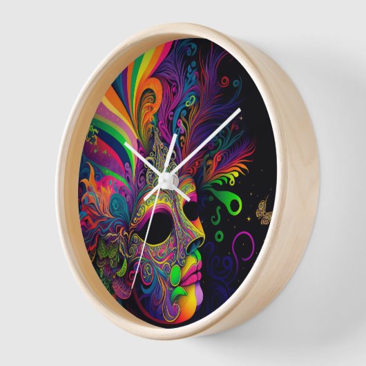 Psychedelic Mardi Gras Face Mask Uhr (Winkel)
